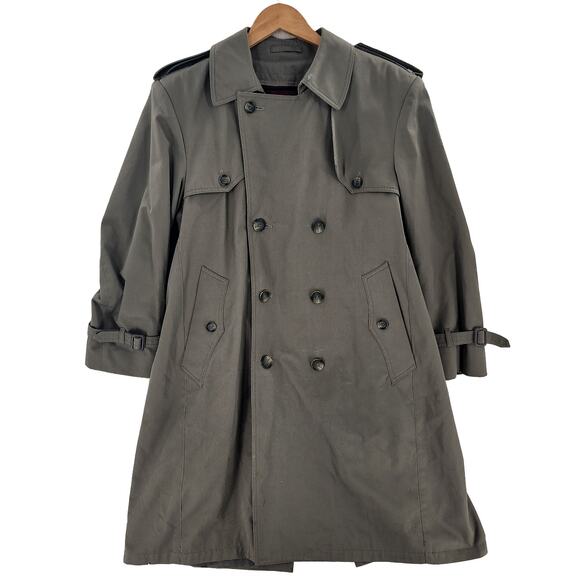 Arnie II Men’s Trench Coat Khaki Double Breasted Belted Removable Liner 40S - Picture 1 of 16